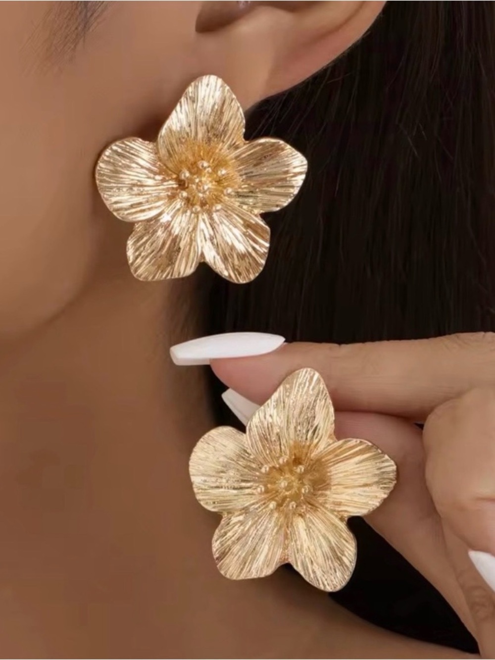 Gold Floral Statement Earrings